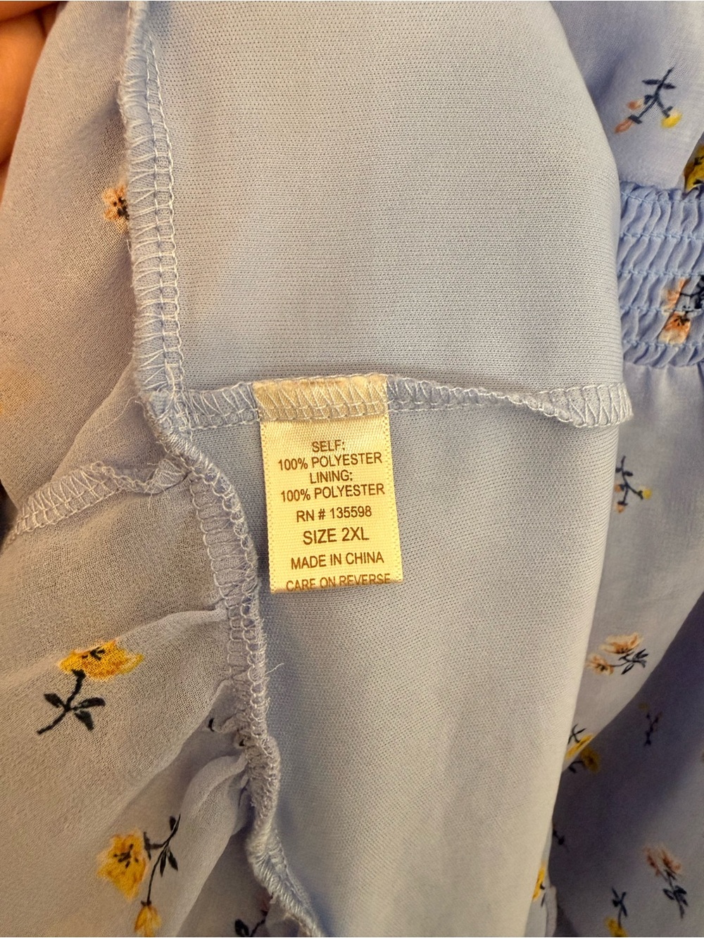 Light Blue Floral Smocked Waist Plus Size Dress - Picture 6 of 6